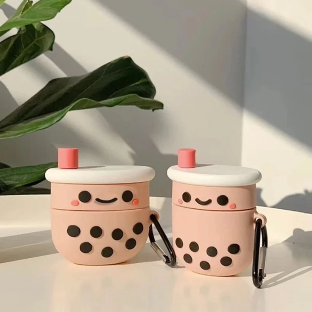 Girly Pink Boba Milk Tea Silicone Protective‎